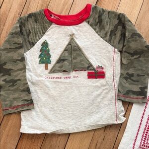 Mud Pie Kids' Christmas Camp Out Long Sleeve Tee - Green and Red